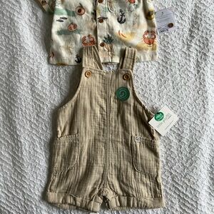 Little Co. By Lauren Conrad boys 6 months overalls and shirt.